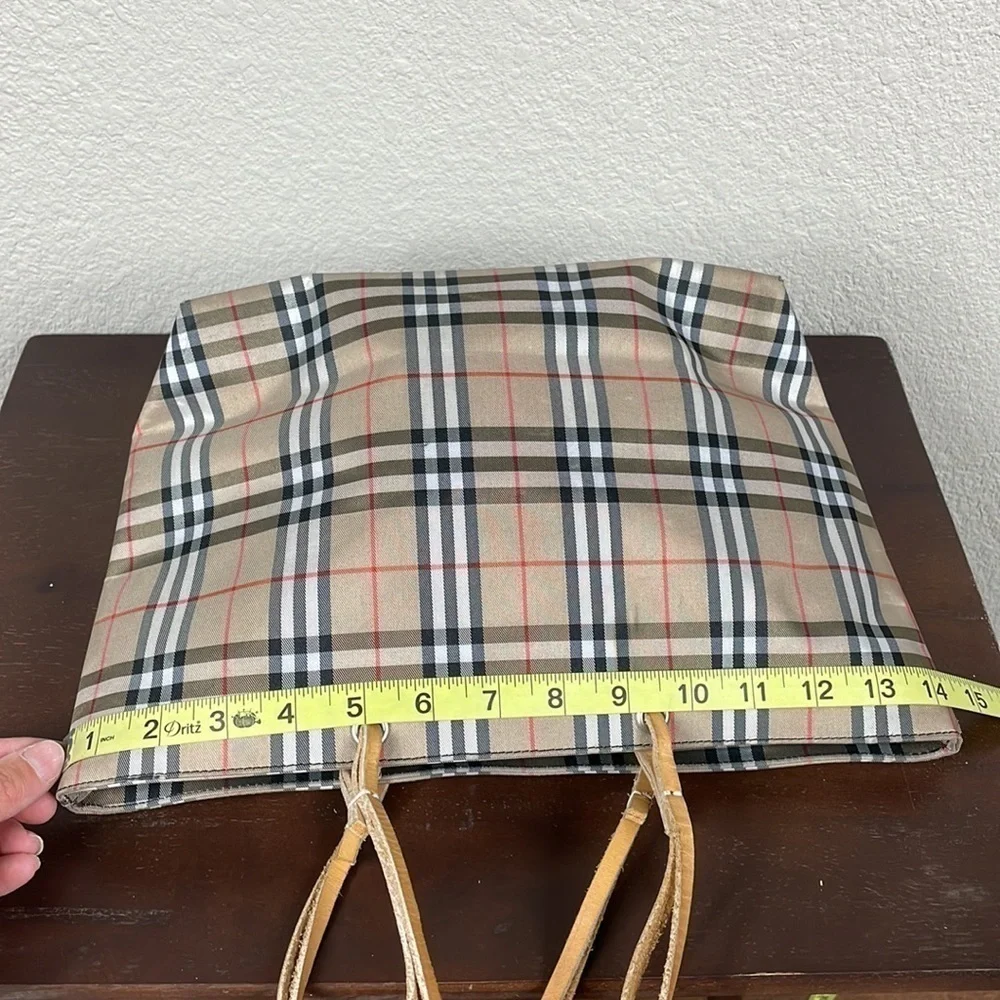 Burberry London Nylon Tote Bag Nova Check Haymarket Beige Tan Shopper Minimalist - Picture 9 of 15